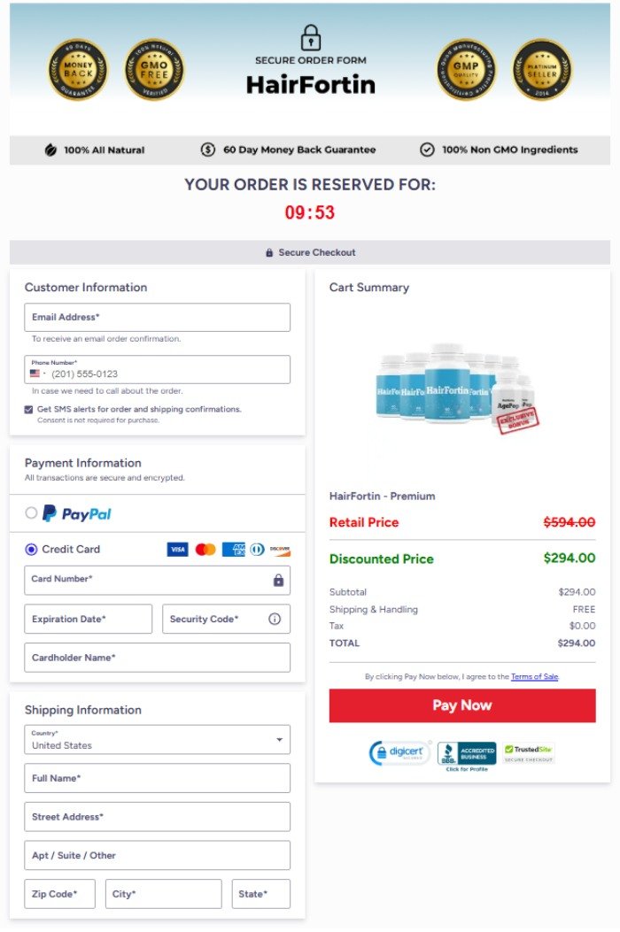 HairFortin Official Website Secure Order Page